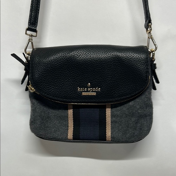 kate spade Handbags - Kate Spade Black and Gray Crossbody Bag with Silver Hardware wool
